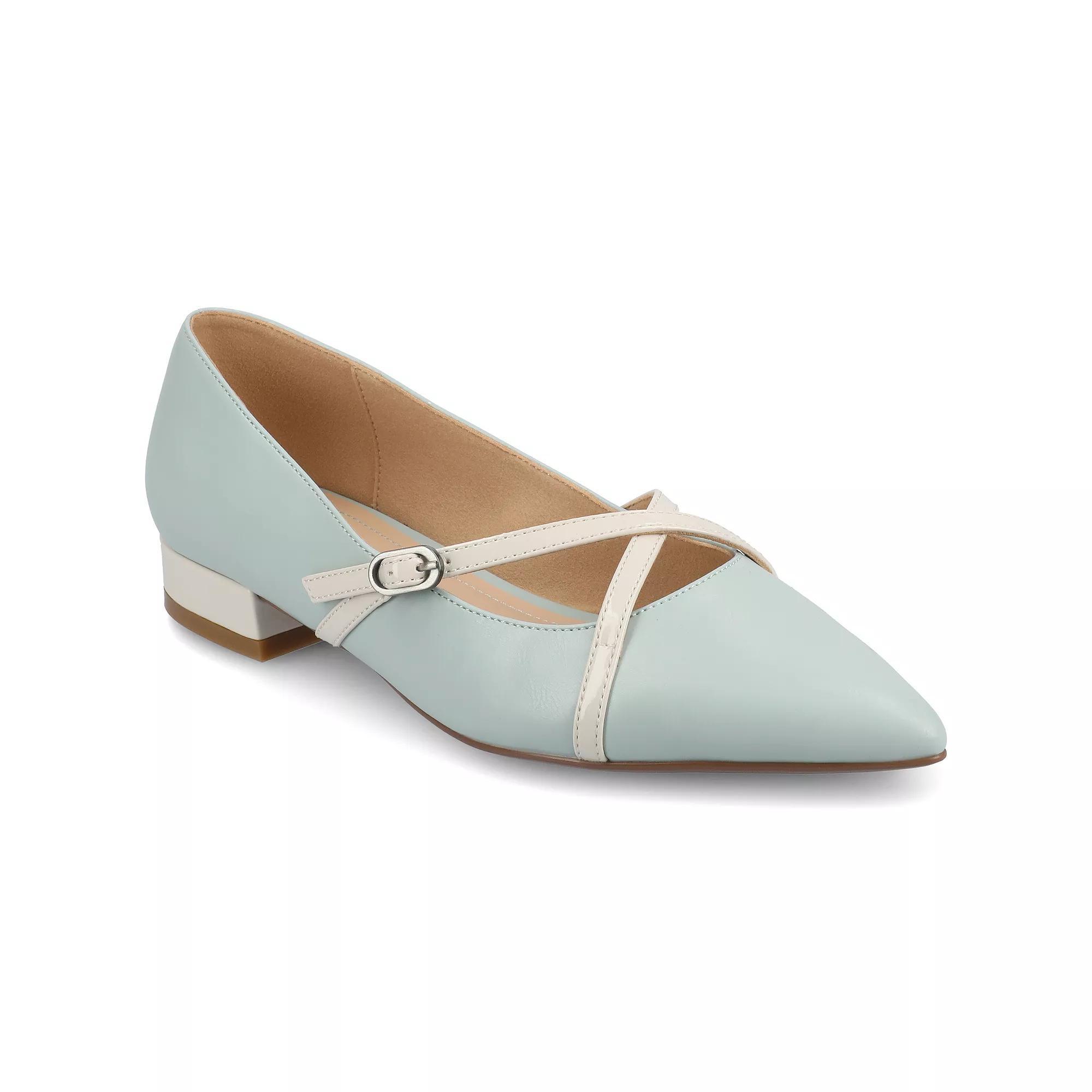 Journee Camby Pointed Toe Covered Block Heel Women's Dress Flats, Size: 9, Blue Product Image