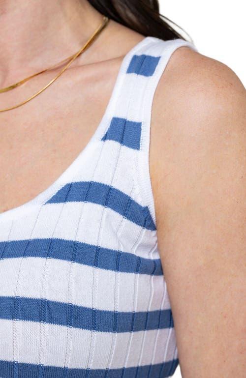 Hope & Henry Women's Organic Rib Knit Maxi Dress with Slit in White And Blue Nautical Stripe at Nordstrom, Size 12 Product Image