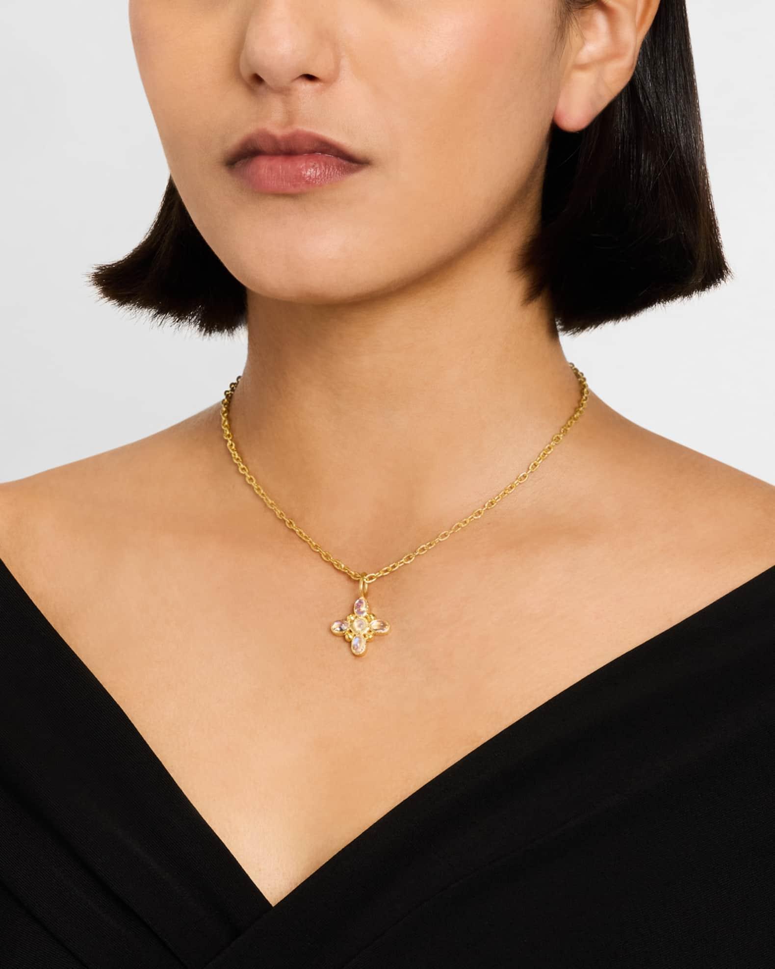 19K Moonstone Clover Pendant Product Image