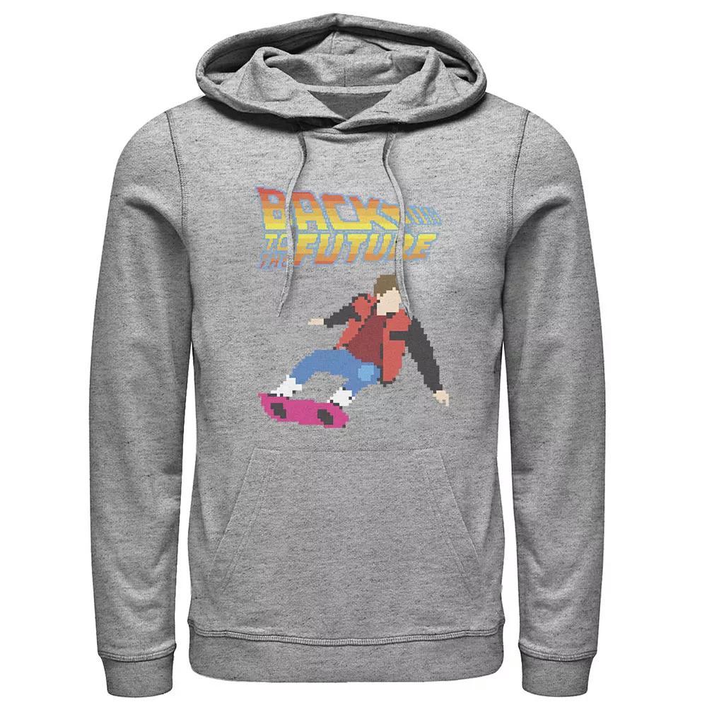 Men's Back To The Future 8-Bit Marty on Hoverboard Hoodie, Size: Large, Athletic Grey Product Image