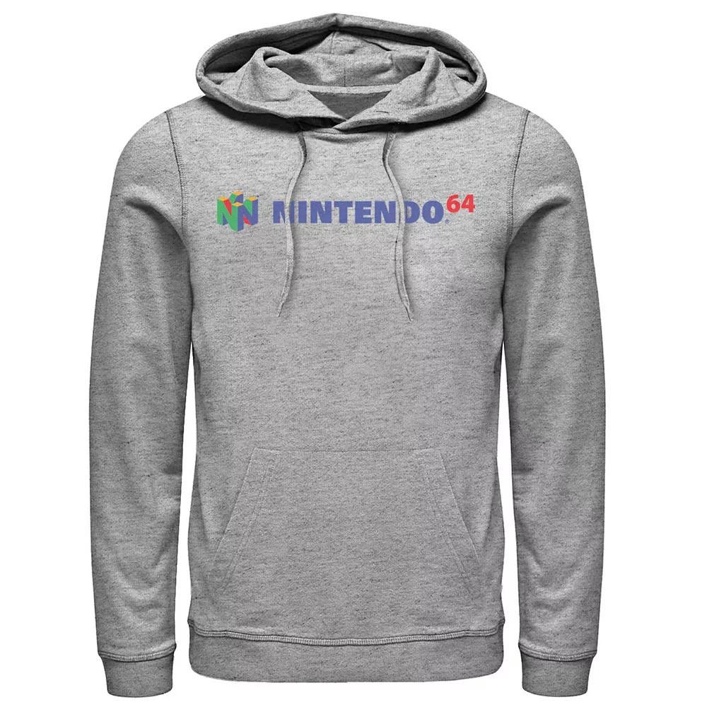 Mens Nintendo Logo Pullover Hoodie Athletic Grey Product Image