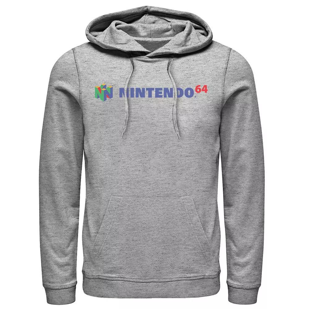 Mens Nintendo Logo Pullover Hoodie Athletic Grey Product Image