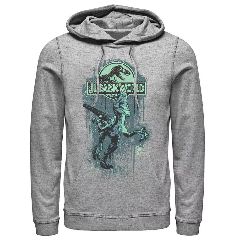 Men's Jurassic World Raptor Paint Splatter Logo Hoodie, Size: XL, Athletic Grey Product Image