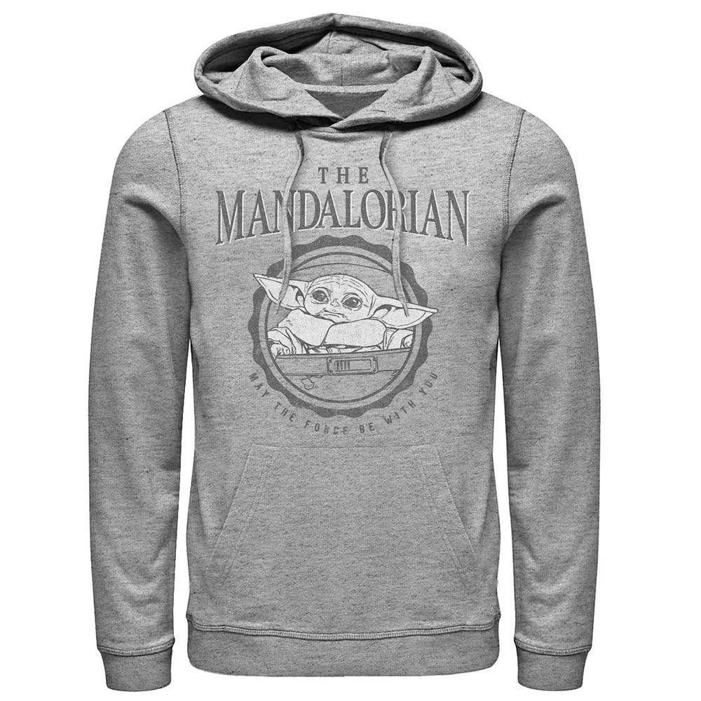 Men's Star Wars The Mandalorian Grogu May The Force Be With You Hoodie, Size: Small, Athletic Grey Product Image