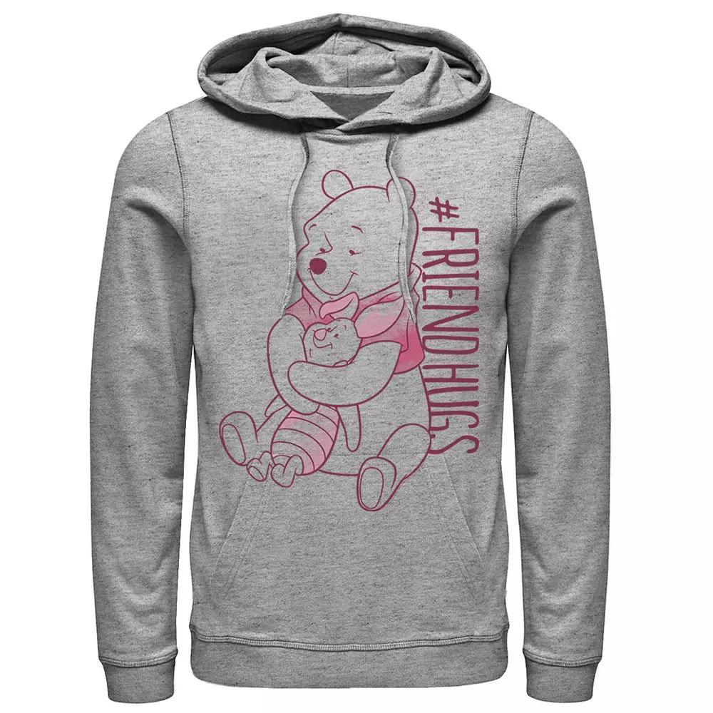 Disney's Winnie The Pooh Piglet Pooh Friend Hugs Men's Hoodie, Size: Medium, Athletic Grey Product Image