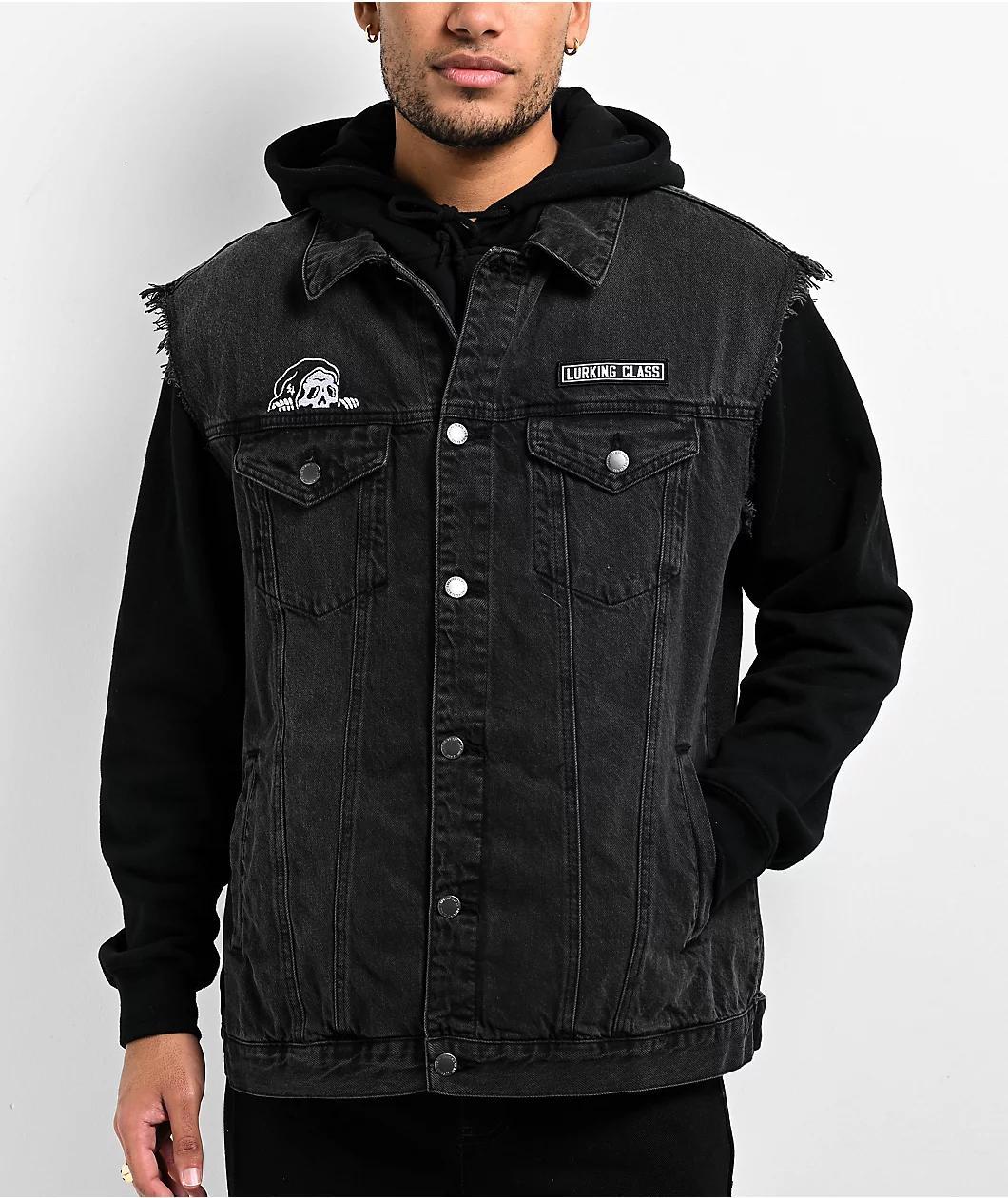Lurking Class by Sketchy Tank Burnouts Black Denim Vest Product Image
