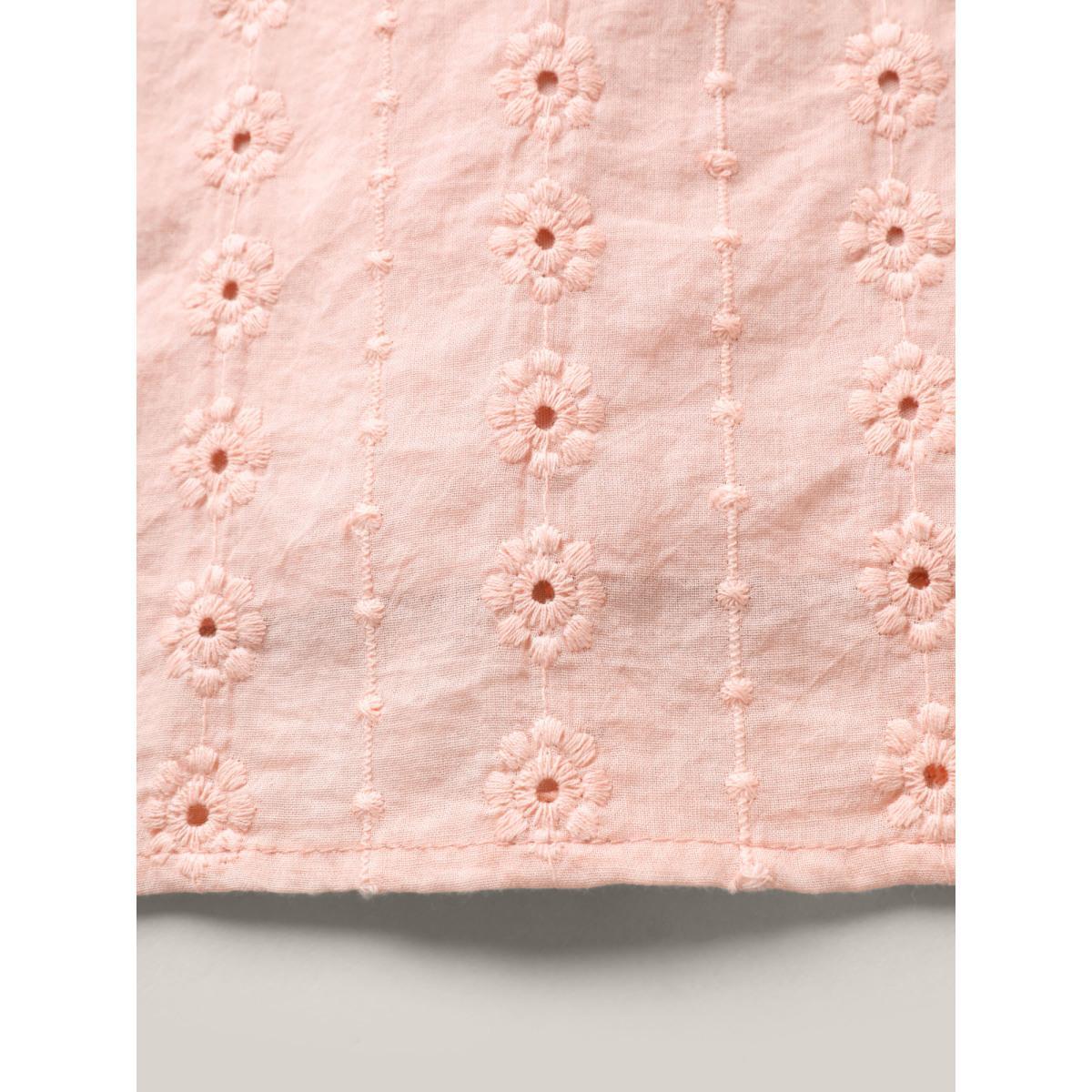 Plus Size Dirtypink Textured Frill Trim Square Neck Blouse Women Elegant Short sleeve Square Neck Everyday Blouses BloomChic 12/L Product Image