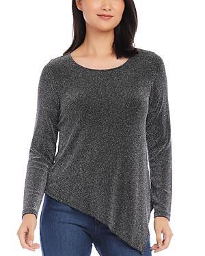 Karen Kane Asymmetric Hem Top (Print) Women's Clothing Product Image