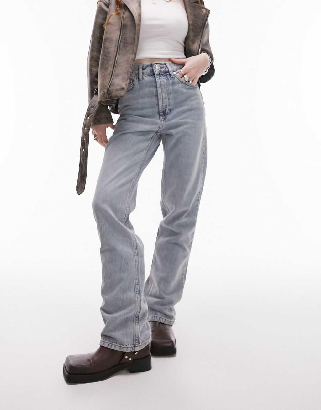 Topshop straight Kort jeans in bleach  Product Image