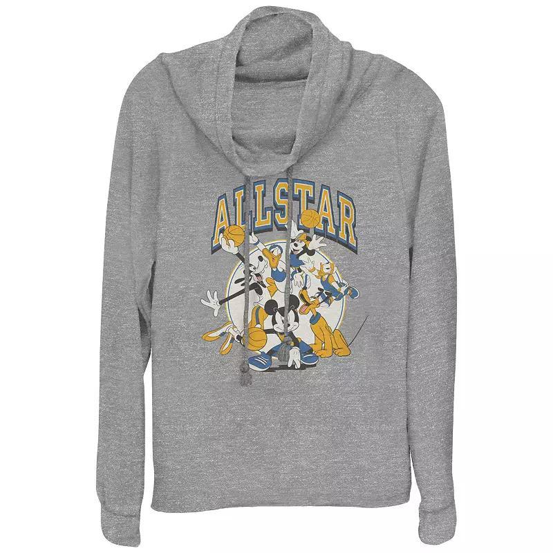 Disney's Mickey Mouse And Friends Allstar Women's Cowlneck Graphic Lightweight Long Sleeve, Size: Small, Gray Grey Product Image
