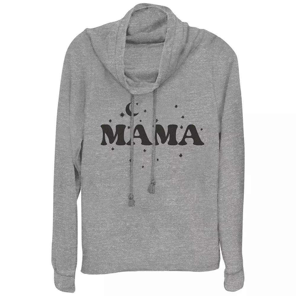 Women's Mama Cowlneck Graphic Lightweight Long Sleeve, Size: XS, Gray Grey Product Image