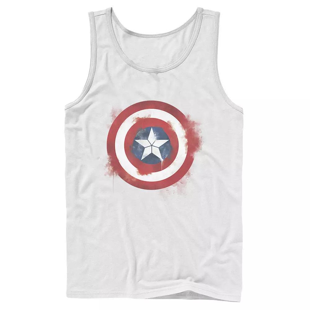 Men's Captain America Smudged Paint Shield Painting Graphic Tank, Size: XL, Black Product Image