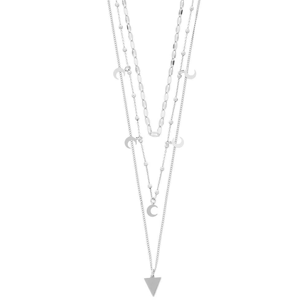 Sterling Silver Multi Strand Celestial Necklace, Womens Product Image