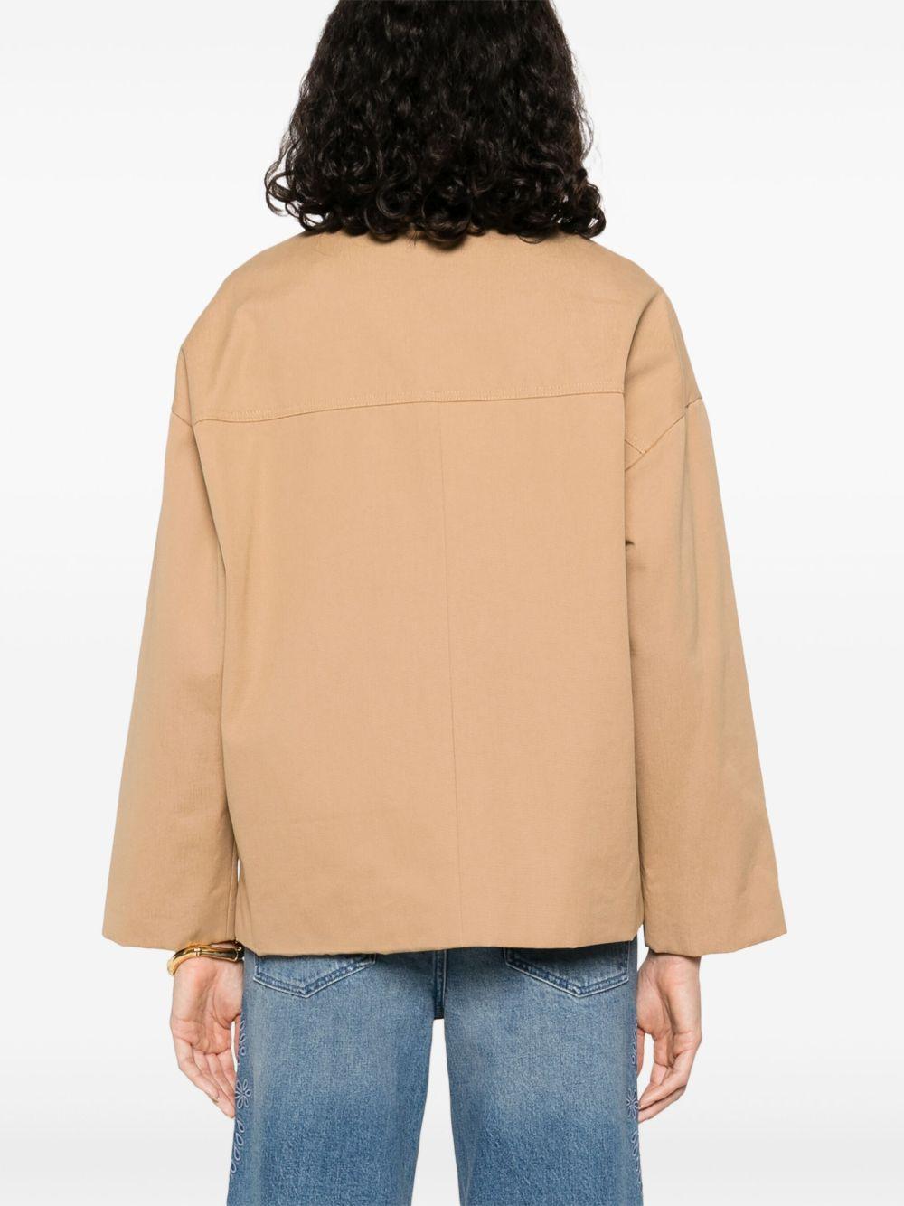 leather-collar cotton jacket Product Image