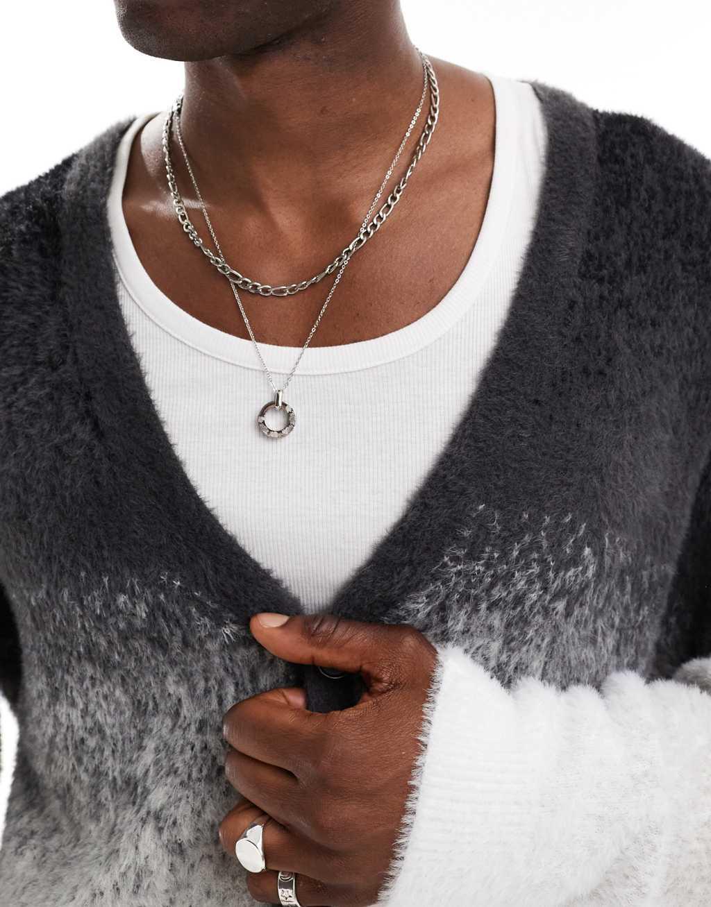 COLLUSION fluffy button up ombre cardigan in gray Product Image