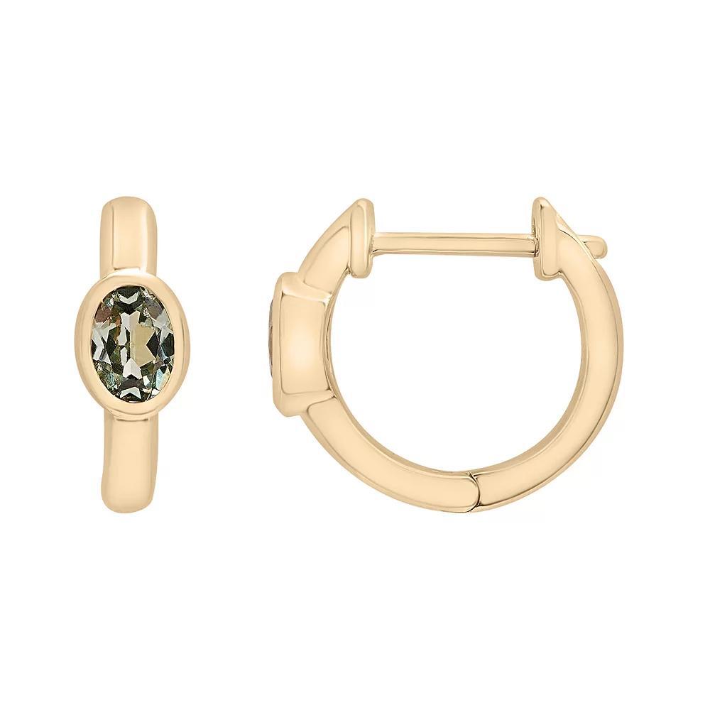 14k Gold Over Sterling Silver Lab-Created Stone Hoop Earrings, Women's, Cr Green Blue Product Image