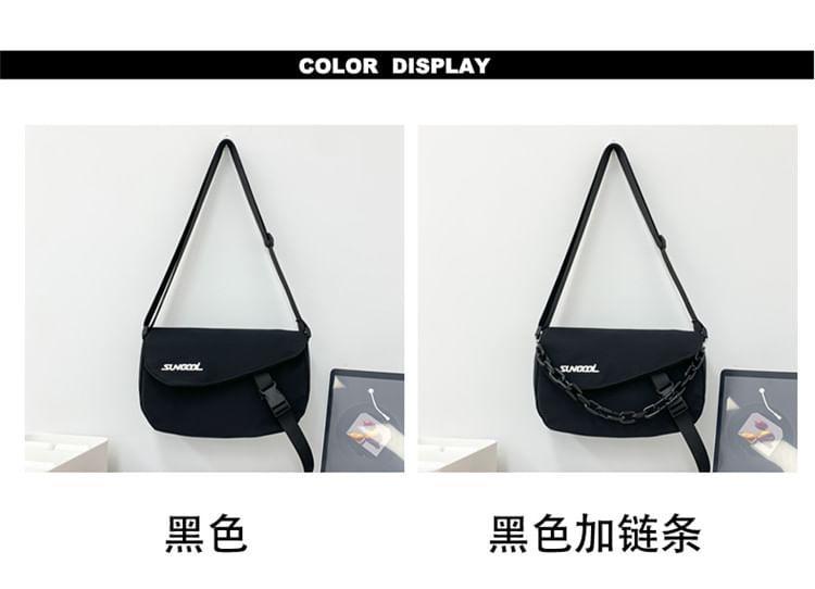 Lettering Buckled Messenger Bag / Chain Strap / Set Product Image