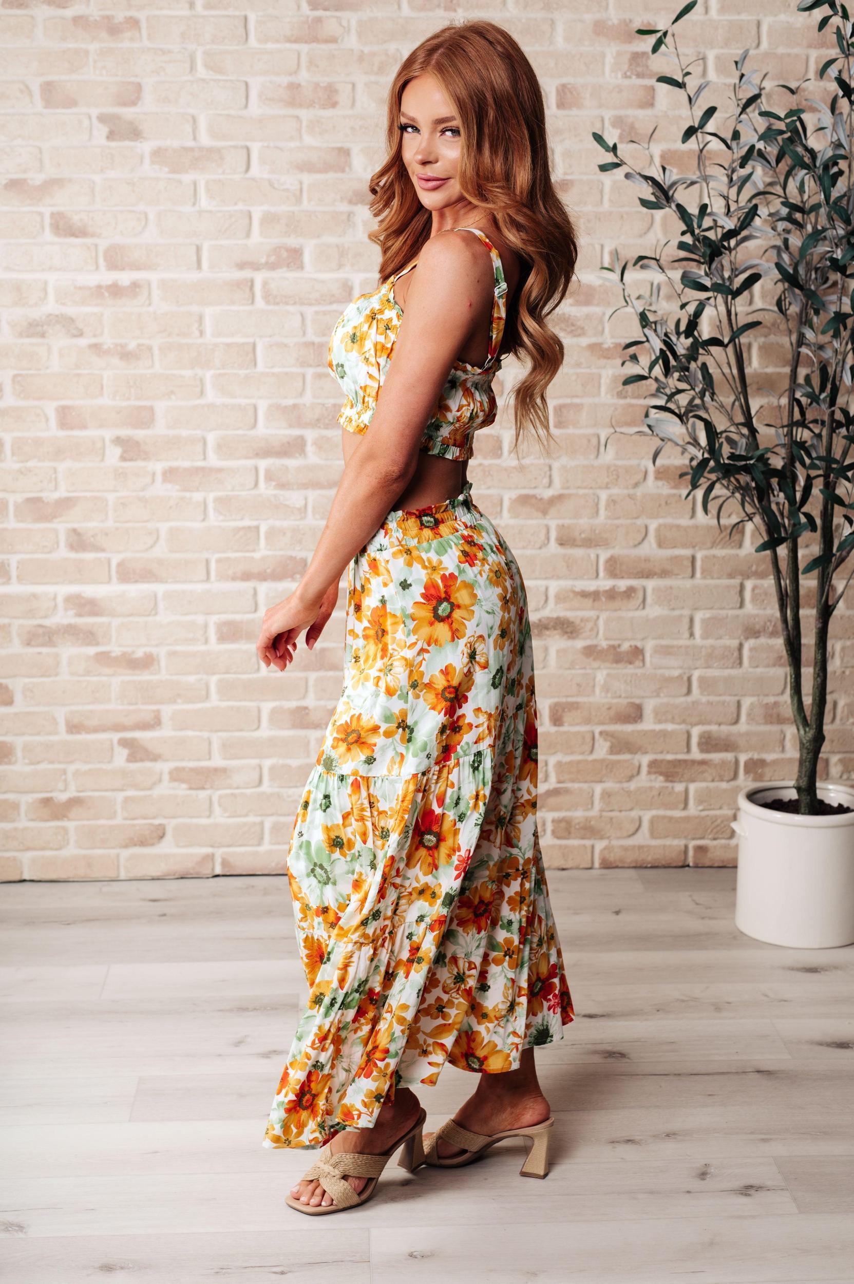 Cutie Patootie Tiered Skirt and Top Set in Orange Product Image