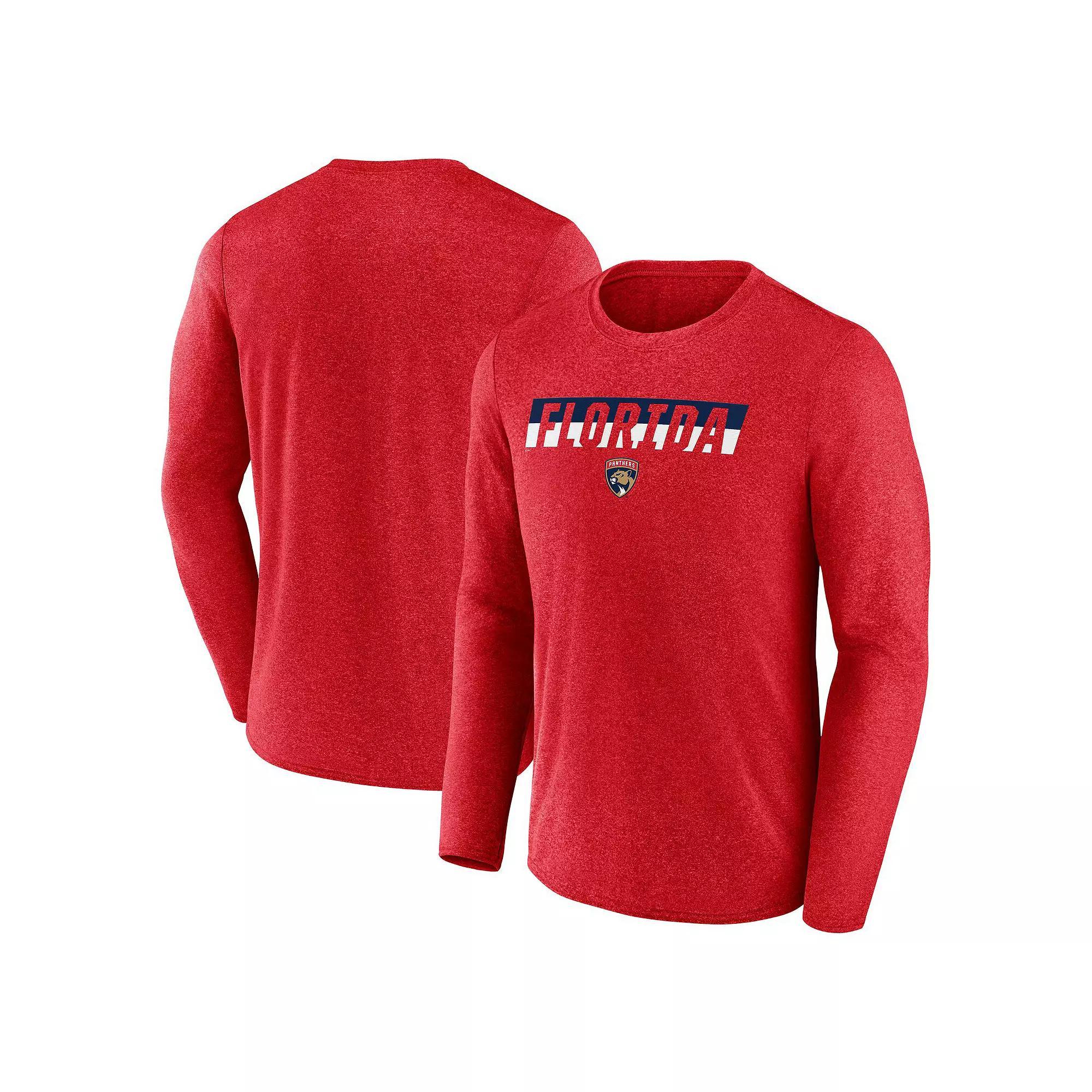 Men's Fanatics Heather Red Florida Panthers Transition Long Sleeve T-Shirt, Size: 5XL, Pnt Red Product Image