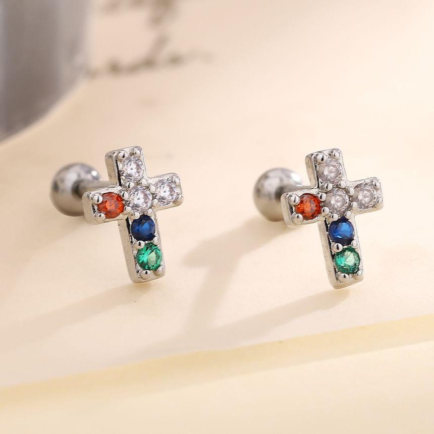 CZ Cross Stud Earring Product Image