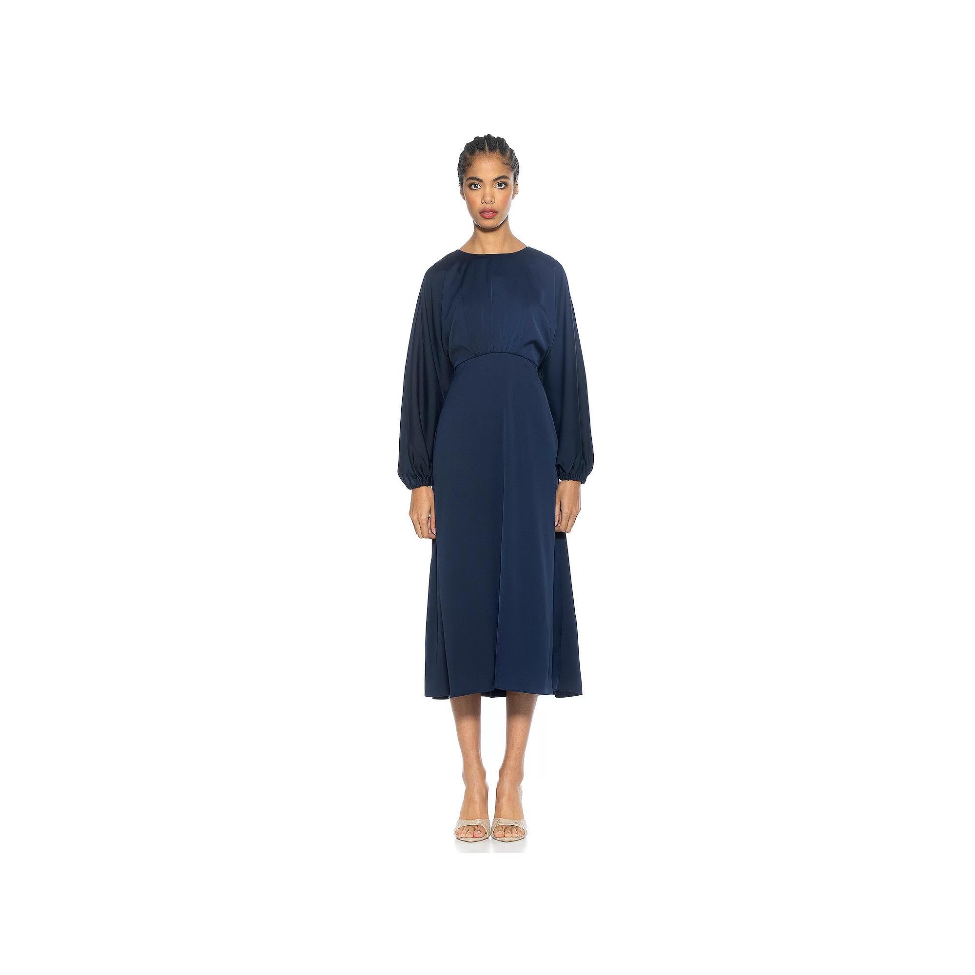 Women's ALEXIA ADMOR Constance Draped Dolman Sleeve Fit And Flare Dress, Size: 10, Blue Product Image
