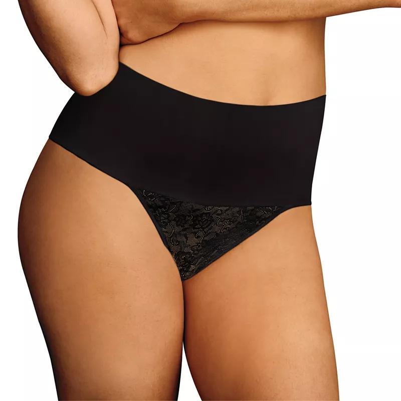 Maidenform Firm Control Shapewear Tame Your Tummy Lace Thong Panty 0049, Women's, Size: Medium, Nude Transparent Lace Product Image