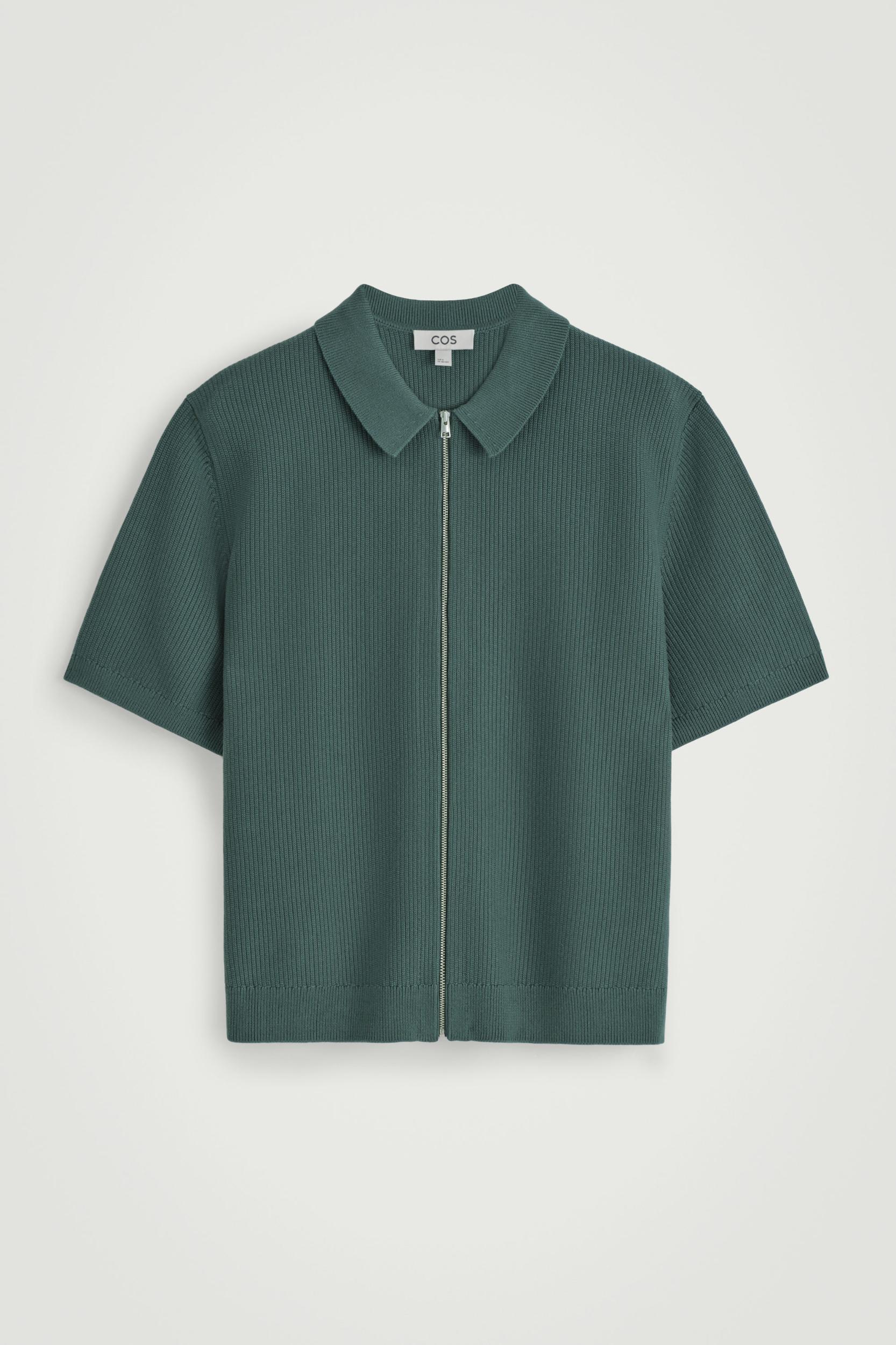 WAFFLE-KNIT COTTON ZIPPED SHIRT Product Image