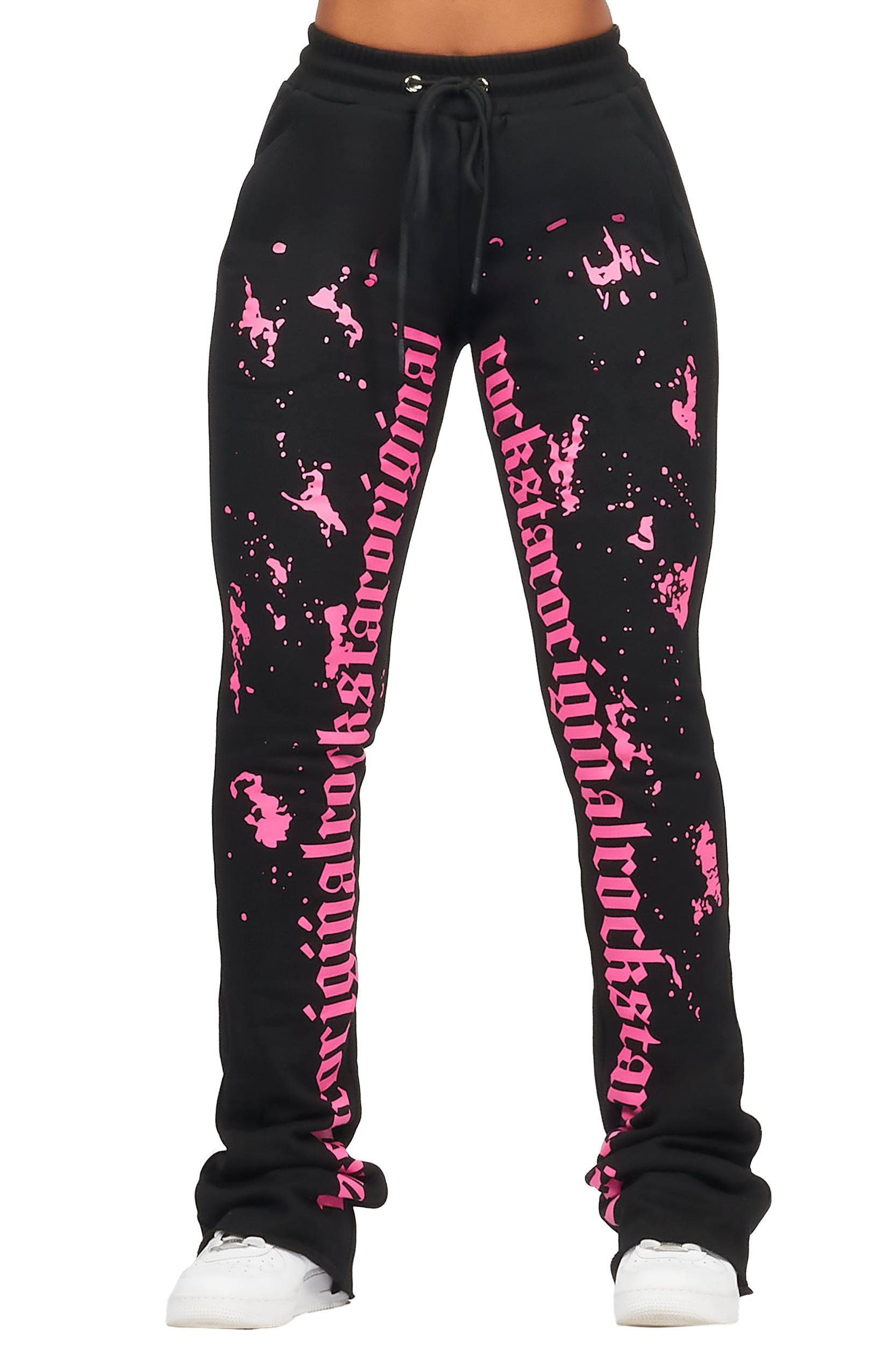 Adwinna Black/Pink Super Stacked Track Pant Female Product Image