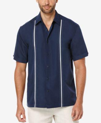 Men's Cubavera Classic-Fit Paneled Button-Down Shirt, Size: Small, Black Product Image