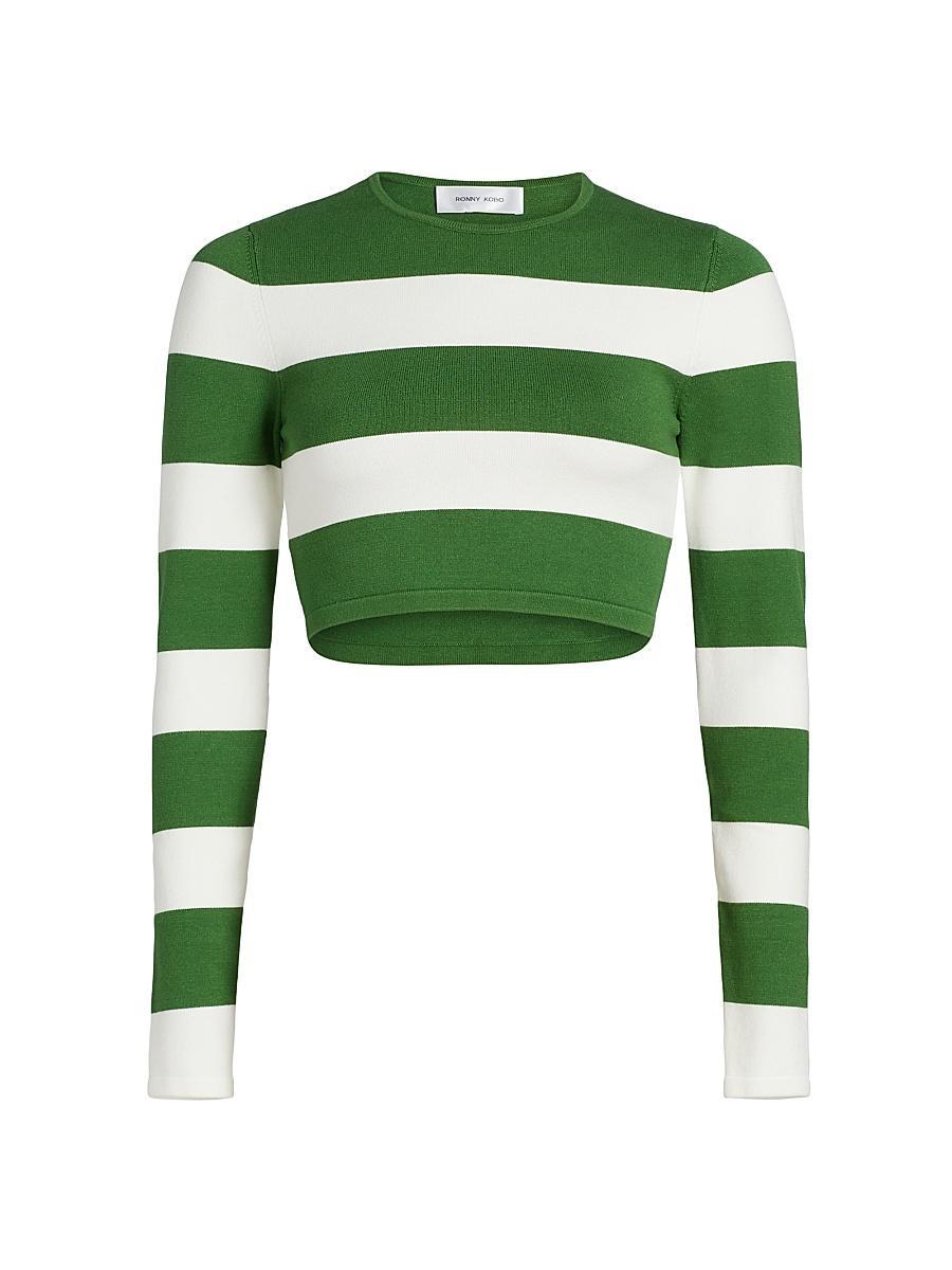 Womens Kelani Striped Knit Crop Top Product Image
