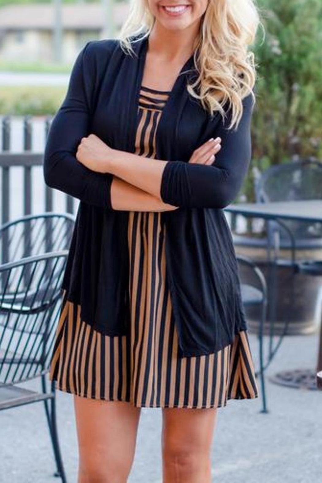 Gold/black Striped Dress Product Image
