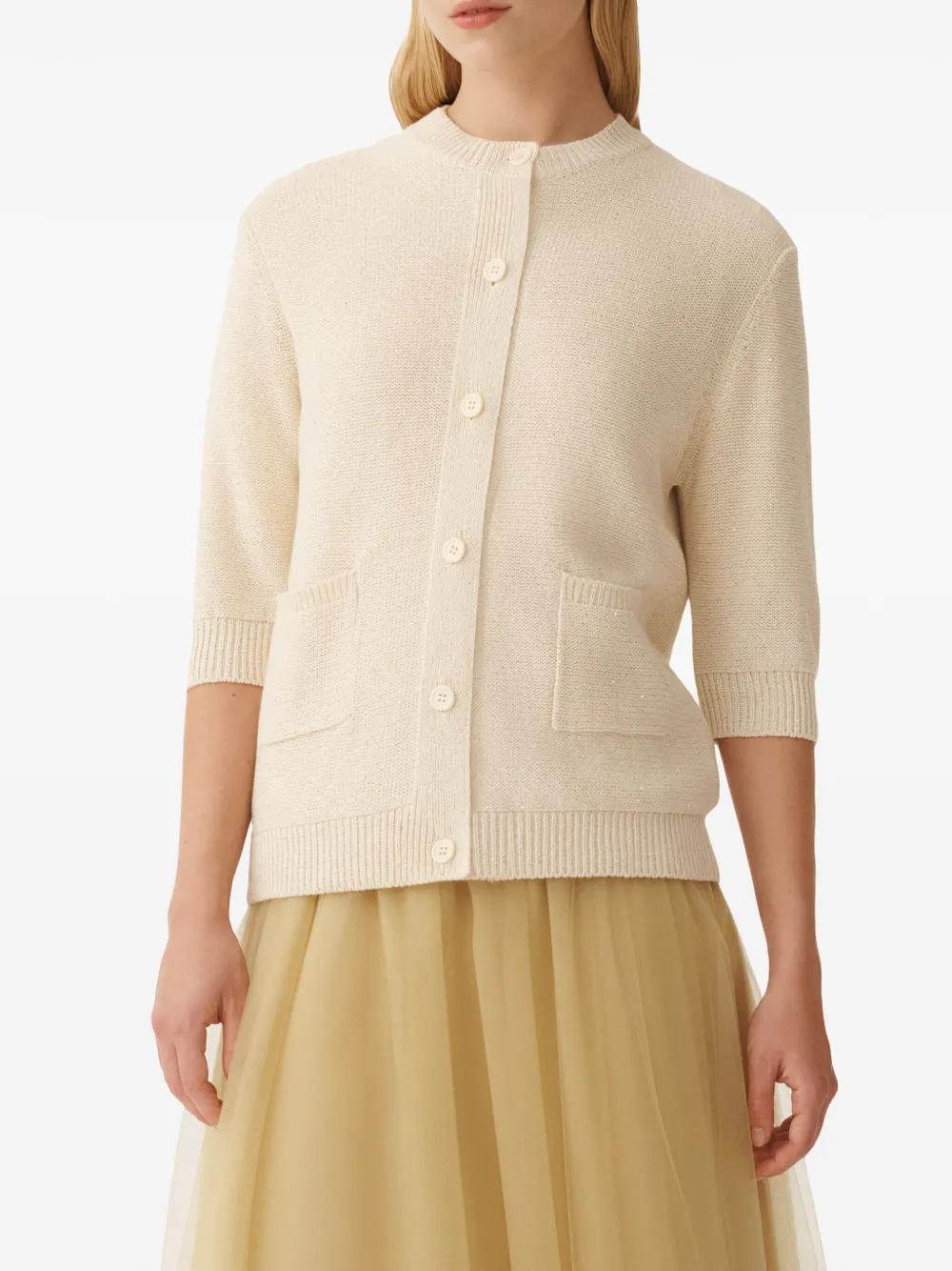 FABIANA FILIPPI Three-quarter-sleeved Cardigan In White Product Image