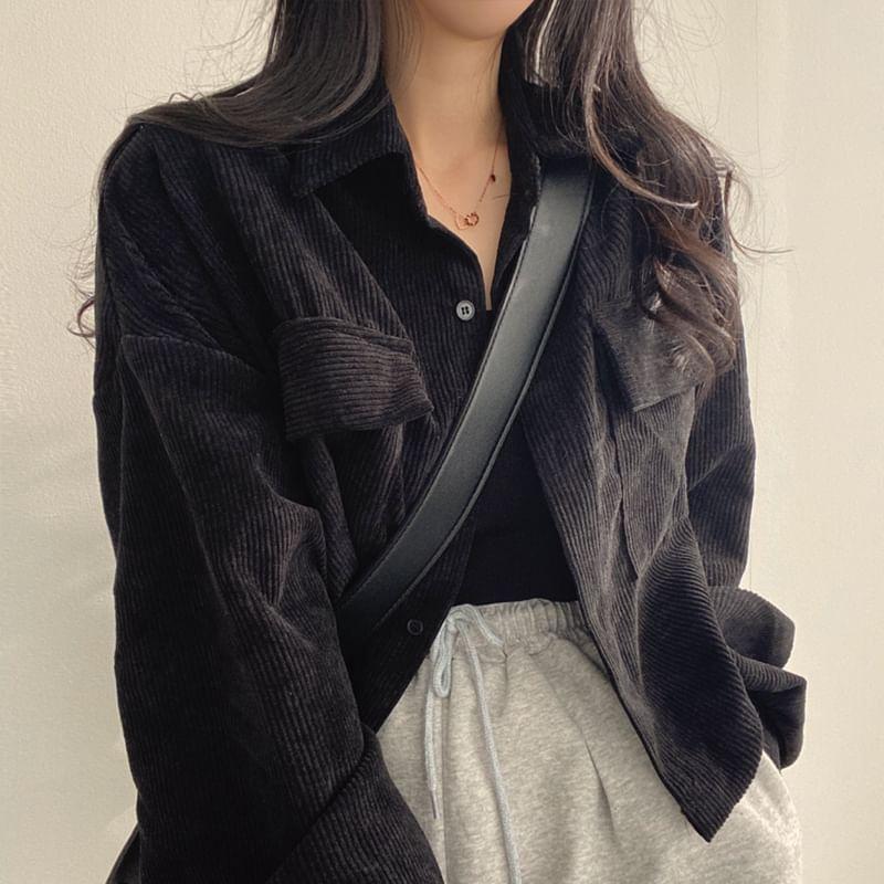 Corduroy Crop Shirt Jacket Product Image
