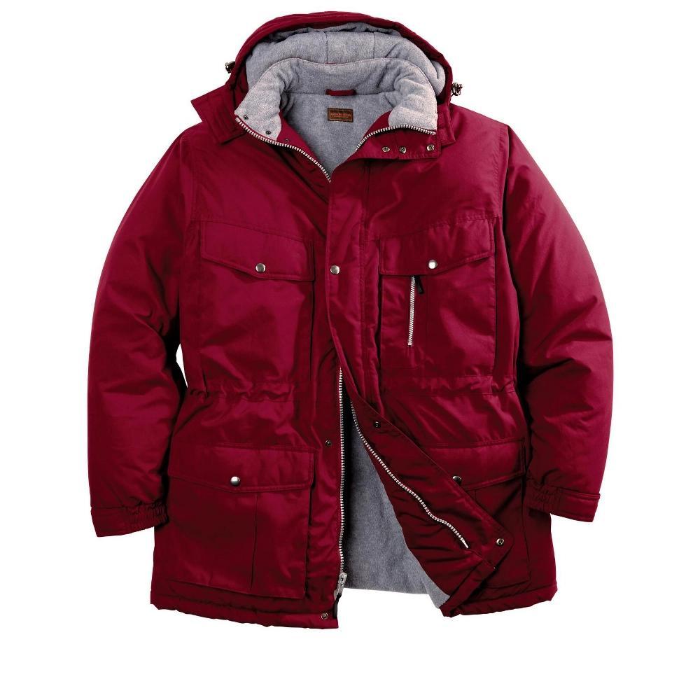 Boulder Creek by KingSize Men's Big & Tall Fleece-Lined Parka With Detachable Hood And 6 Pockets - 6XL, Rich Burgundy Product Image