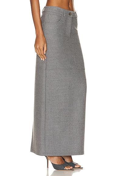 NOUR HAMMOUR Mae Long Pencil Skirt In Light Grey Product Image