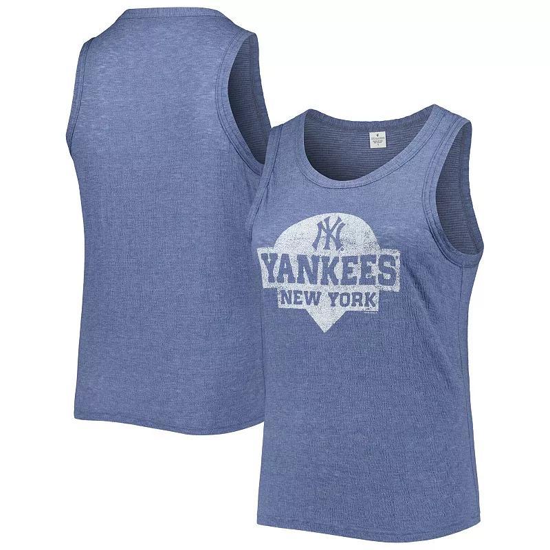 Women's Soft as a Grape Navy New York Yankees Plus Size High Neck Tri-Blend Tank Top, Size: 2XL, Blue Product Image