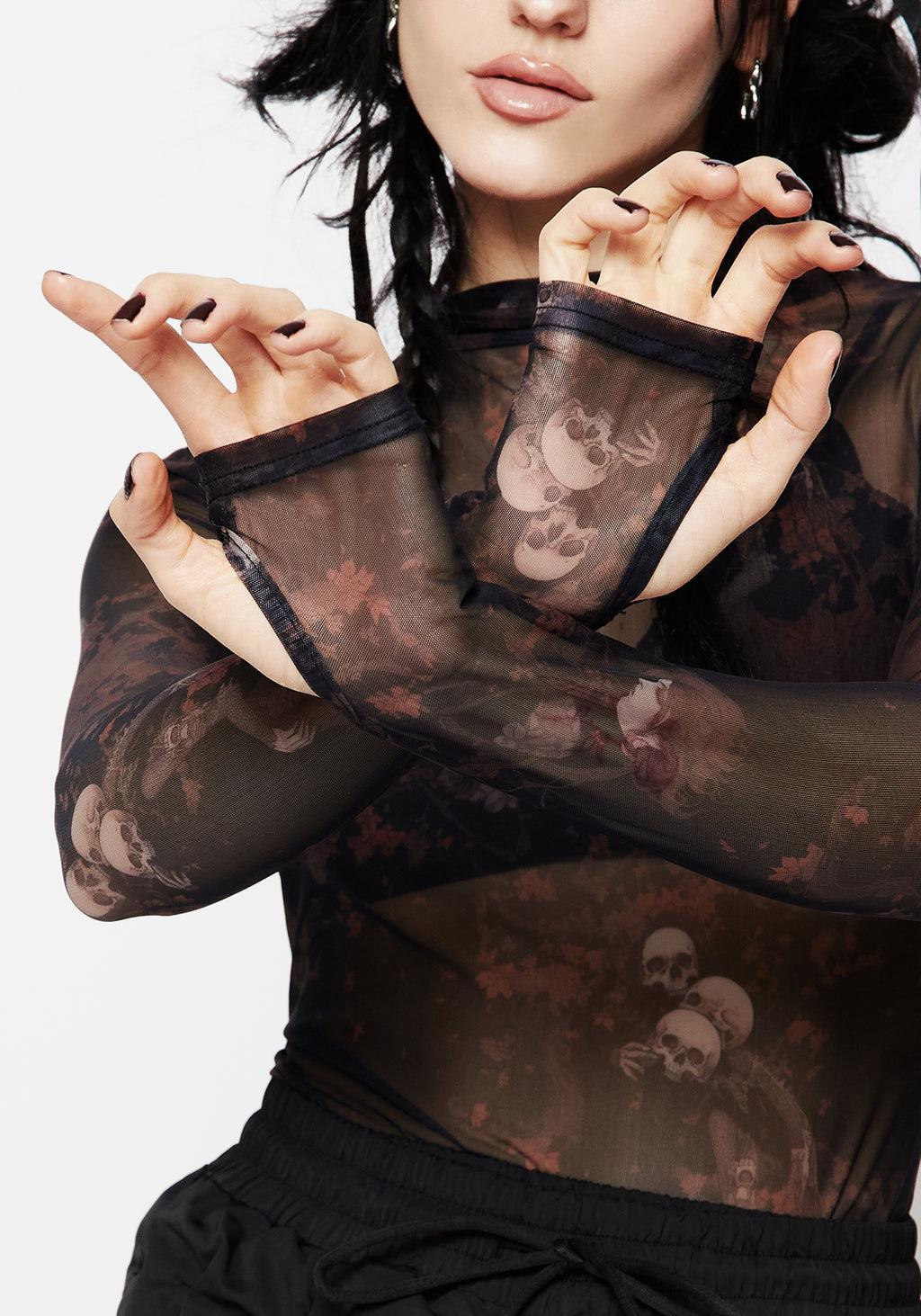 Underworld Printed Mesh High Neck Top Product Image