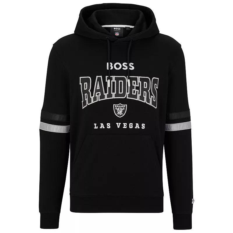 Men's BOSS X NFL  Black/White Las Vegas Raiders Touchdown Pullover Hoodie, Size: Small, Lvr Black Product Image