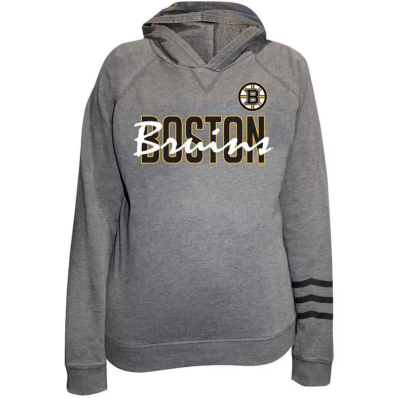 Women's Fanatics Charcoal Boston Bruins Plus Size Lightweight Fleece Pullover Hoodie, Size: 1XL Product Image