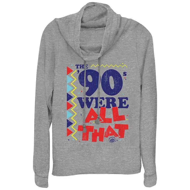 Women's Nickelodeon The 90s Were All That Cowlneck Graphic Lightweight Long Sleeve, Size: Small, Gray Grey Product Image