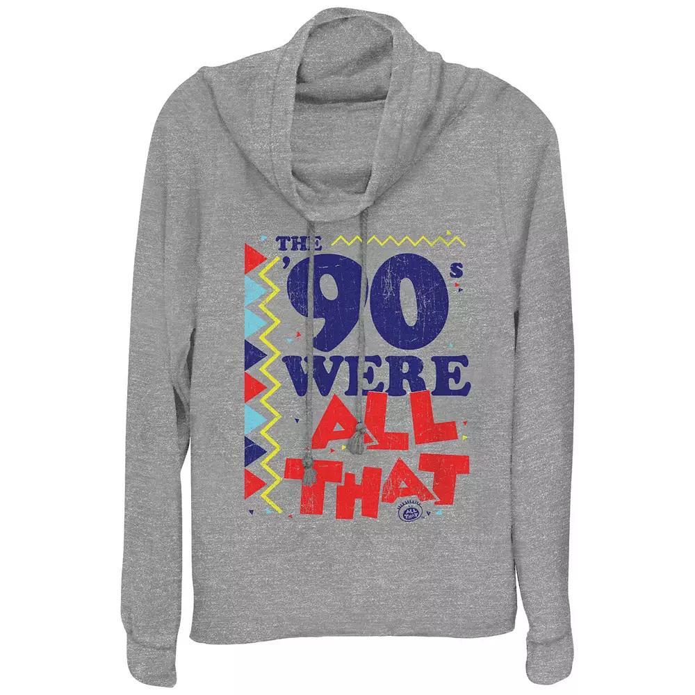 Women's Nickelodeon The 90s Were All That Cowlneck Graphic Lightweight Long Sleeve, Size: Small, Gray Grey Product Image