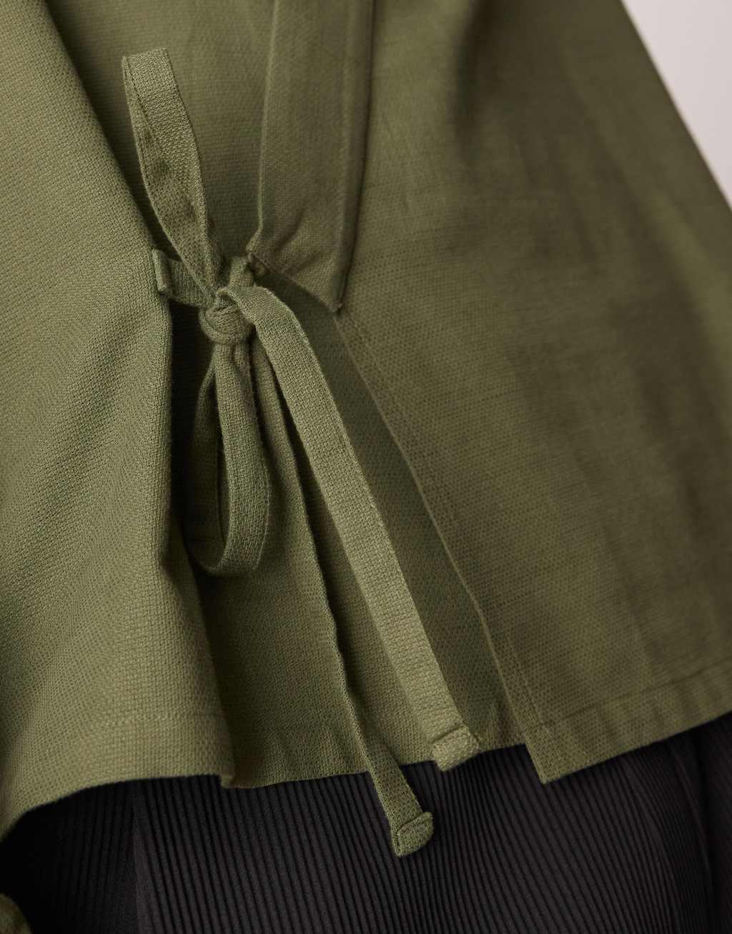 ASOS DESIGN oversized wrap front shirt in olive Product Image