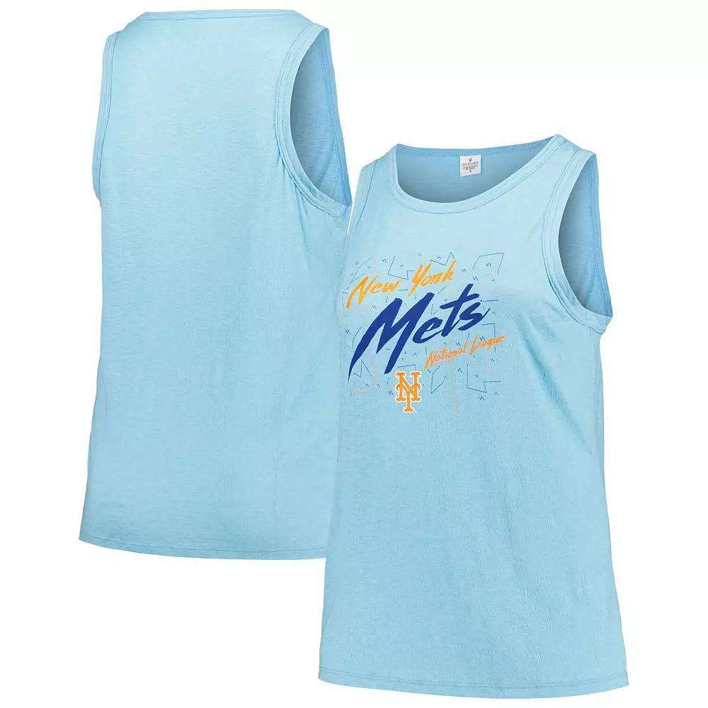 Women's Soft as a Grape Light Blue New York Mets Plus Size Curvy High Neck Tri-Blend Tank Top, Size: 2XL Product Image