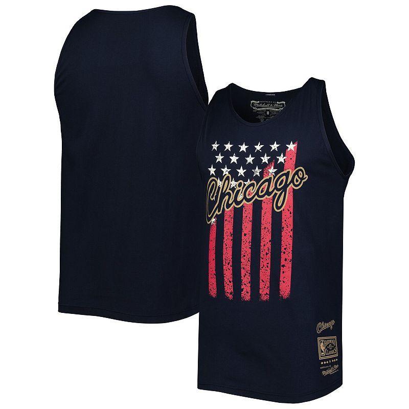 Men's Mitchell & Ness Navy Chicago Bulls Hardwood Classics Americana Stars and Stripes Tank Top, Size: Small, Blue Product Image