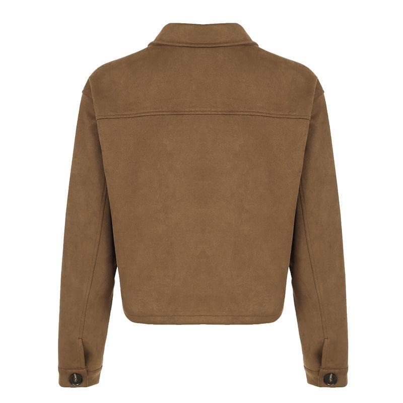Faux Suede Button-Up Jacket Product Image
