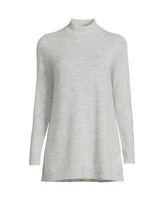 Women's Lands' End Cashmere Mock Neck Swing Tunic Sweater, Size: Large, Fresh Ivory Product Image