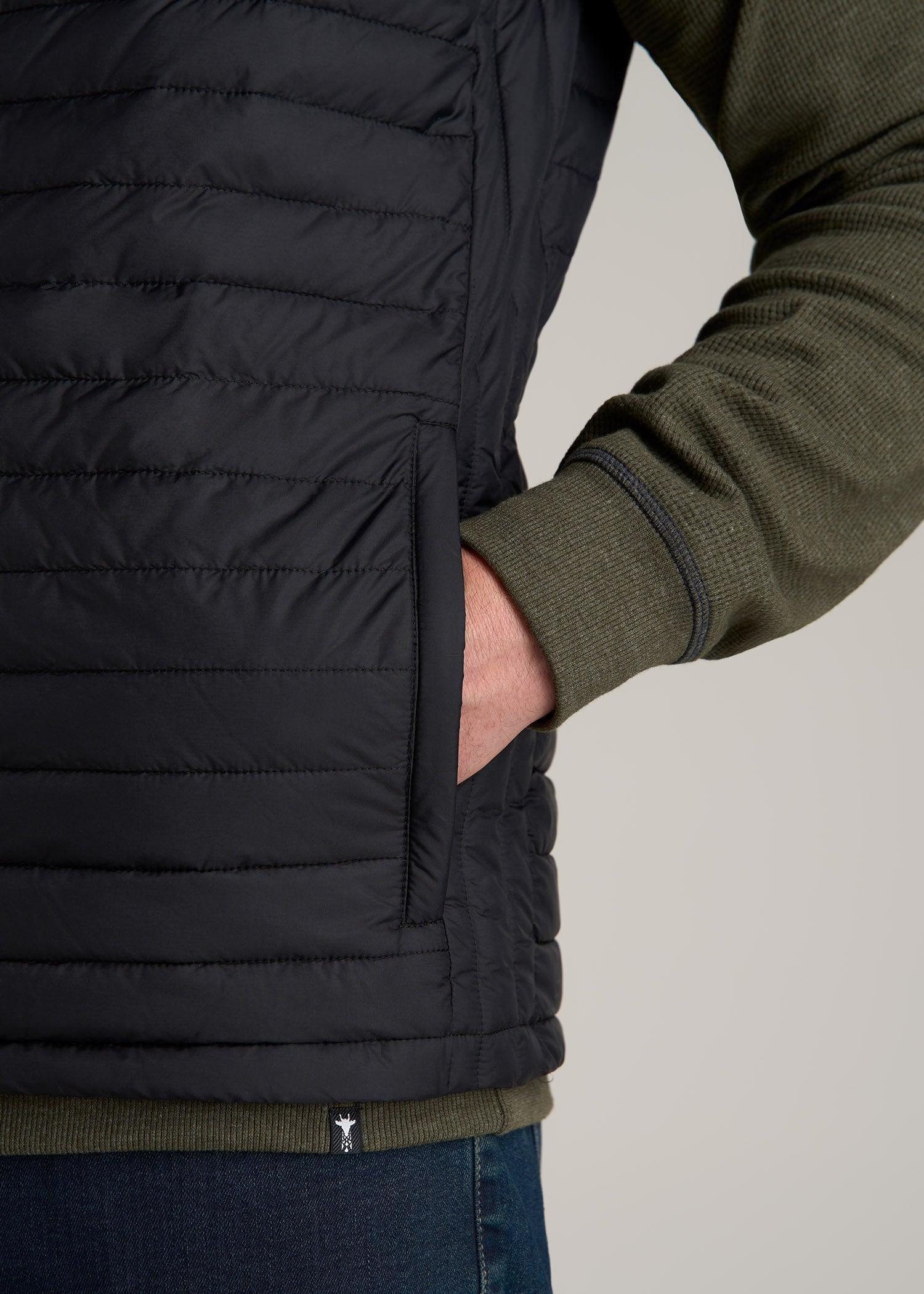 Tall Men's Packable Puffer Vest in Black Product Image