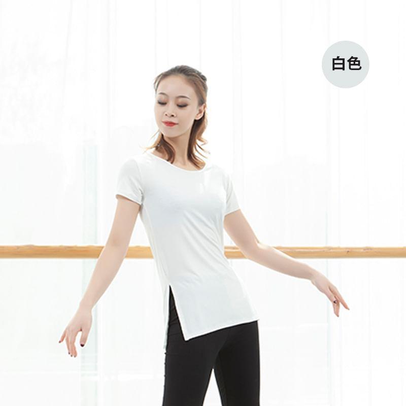 Short-Sleeve Plain Side-Slit Dance T-Shirt Product Image