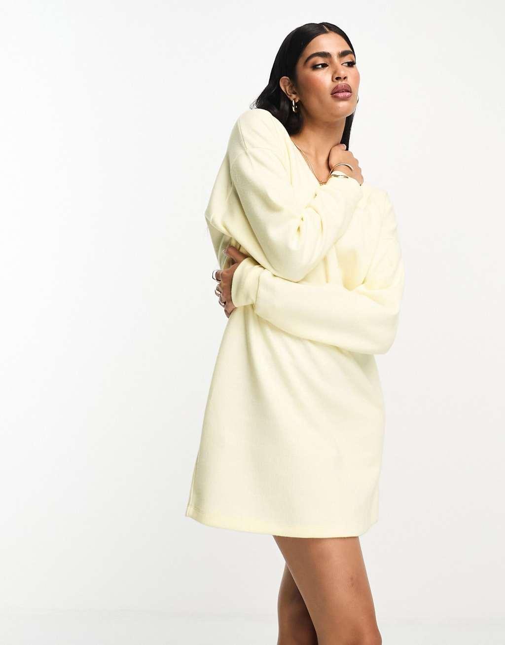 ASOS DESIGN super soft slouchy v neck sweater mini dress Product Image