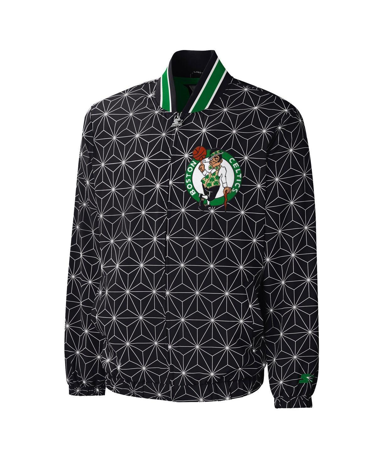 Men's Starter Black Boston Celtics In-Field Play Fashion Satin Full-Zip Varsity Jacket, Size: Large Product Image